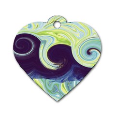 Abstract Ocean Waves Dog Tag Heart (two Sides)