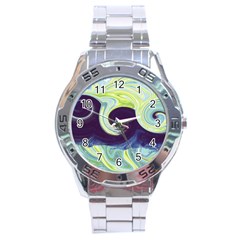 Abstract Ocean Waves Stainless Steel Men s Watch