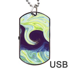 Abstract Ocean Waves Dog Tag Usb Flash (two Sides)  by digitaldivadesigns