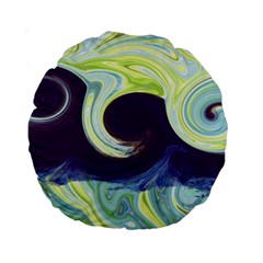 Abstract Ocean Waves Standard 15  Premium Round Cushions