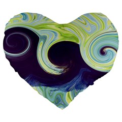 Abstract Ocean Waves Large 19  Premium Heart Shape Cushions