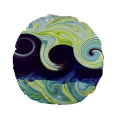 Abstract Ocean Waves Standard 15  Premium Flano Round Cushions