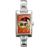 Funny Christmas Smiley With Sunglasses Rectangle Italian Charm Watches