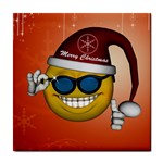 Funny Christmas Smiley With Sunglasses Tile Coasters