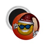 Funny Christmas Smiley With Sunglasses 2.25  Magnets