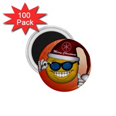 Funny Christmas Smiley With Sunglasses 1 75  Magnets (100 Pack) 