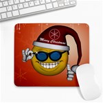 Funny Christmas Smiley With Sunglasses Large Mousepads