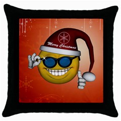 Funny Christmas Smiley With Sunglasses Throw Pillow Cases (black) by FantasyWorld7