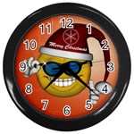 Funny Christmas Smiley With Sunglasses Wall Clocks (Black)