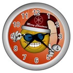 Funny Christmas Smiley With Sunglasses Wall Clocks (Silver) 