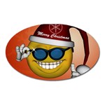 Funny Christmas Smiley With Sunglasses Oval Magnet