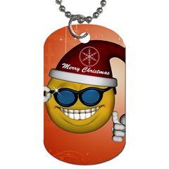 Funny Christmas Smiley With Sunglasses Dog Tag (one Side)