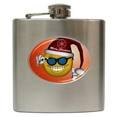 Funny Christmas Smiley With Sunglasses Hip Flask (6 Oz)