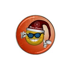 Funny Christmas Smiley With Sunglasses Hat Clip Ball Marker (4 Pack) by FantasyWorld7