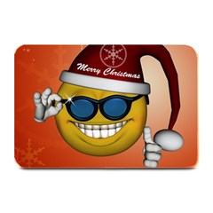 Funny Christmas Smiley With Sunglasses Plate Mats by FantasyWorld7