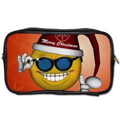 Funny Christmas Smiley With Sunglasses Toiletries Bags 2-side by FantasyWorld7