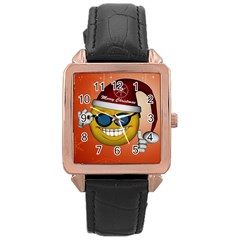 Funny Christmas Smiley With Sunglasses Rose Gold Watches