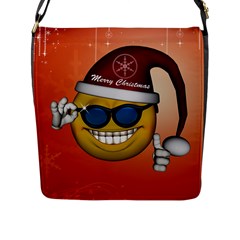 Funny Christmas Smiley With Sunglasses Flap Messenger Bag (l) 