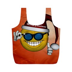 Funny Christmas Smiley With Sunglasses Full Print Recycle Bags (m) 