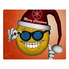 Funny Christmas Smiley With Sunglasses Double Sided Flano Blanket (large)  by FantasyWorld7