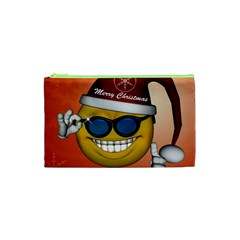 Funny Christmas Smiley With Sunglasses Cosmetic Bag (xs) by FantasyWorld7