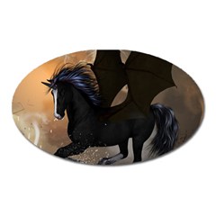 Awesome Dark Unicorn With Clouds Oval Magnet by FantasyWorld7