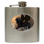 Awesome Dark Unicorn With Clouds Hip Flask (6 oz) Front