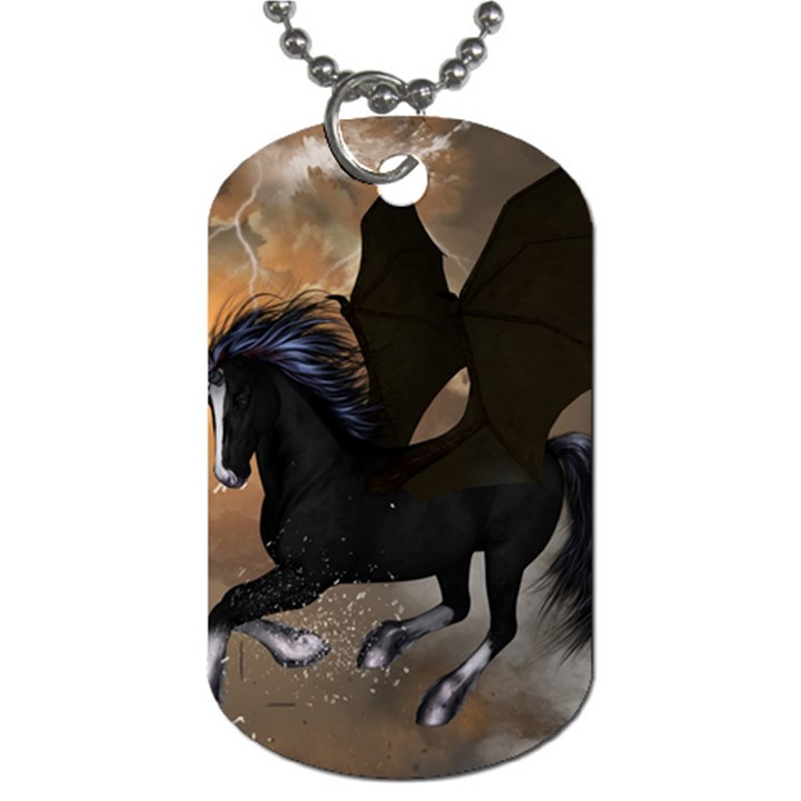 Awesome Dark Unicorn With Clouds Dog Tag (Two Sides)