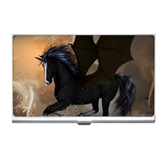 Awesome Dark Unicorn With Clouds Business Card Holders