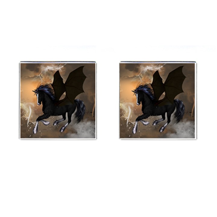 Awesome Dark Unicorn With Clouds Cufflinks (Square)