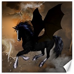 Awesome Dark Unicorn With Clouds Canvas 12  X 12  