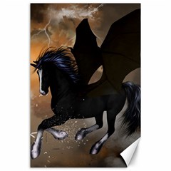 Awesome Dark Unicorn With Clouds Canvas 24  X 36 