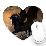 Awesome Dark Unicorn With Clouds Heart Mousepads Front