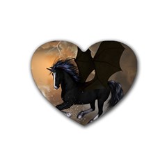 Awesome Dark Unicorn With Clouds Heart Coaster (4 Pack) 