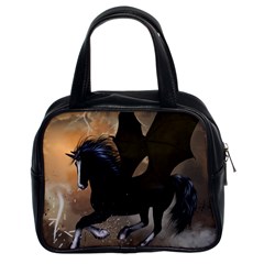 Awesome Dark Unicorn With Clouds Classic Handbags (2 Sides)