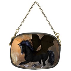 Awesome Dark Unicorn With Clouds Chain Purses (two Sides) 