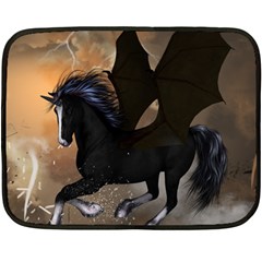 Awesome Dark Unicorn With Clouds Double Sided Fleece Blanket (mini) 