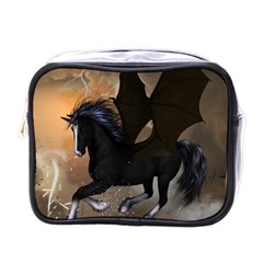 Awesome Dark Unicorn With Clouds Mini Toiletries Bags