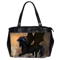 Awesome Dark Unicorn With Clouds Office Handbags (2 Sides) 