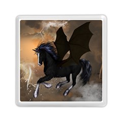 Awesome Dark Unicorn With Clouds Memory Card Reader (square) 