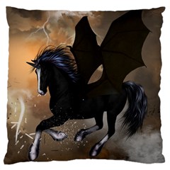 Awesome Dark Unicorn With Clouds Large Cushion Cases (one Side) 