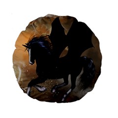 Awesome Dark Unicorn With Clouds Standard 15  Premium Round Cushions