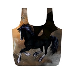 Awesome Dark Unicorn With Clouds Full Print Recycle Bags (m) 