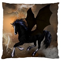 Awesome Dark Unicorn With Clouds Standard Flano Cushion Cases (one Side) 