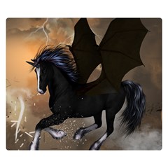 Awesome Dark Unicorn With Clouds Double Sided Flano Blanket (small) 