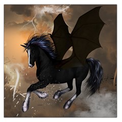 Awesome Dark Unicorn With Clouds Large Satin Scarf (square) by FantasyWorld7