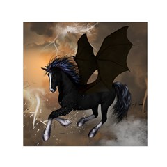 Awesome Dark Unicorn With Clouds Small Satin Scarf (square)  by FantasyWorld7