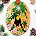 Cute Toucan With Palm And Flowers Ornament (Oval) 