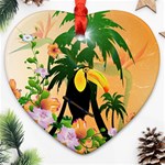 Cute Toucan With Palm And Flowers Ornament (Heart) 