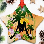 Cute Toucan With Palm And Flowers Ornament (Star) 